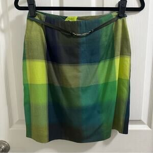 Citi by Yansi Hugel Vintage Plaid Straight Pencil Skirt w/ belt Women’s Sz 4 90s